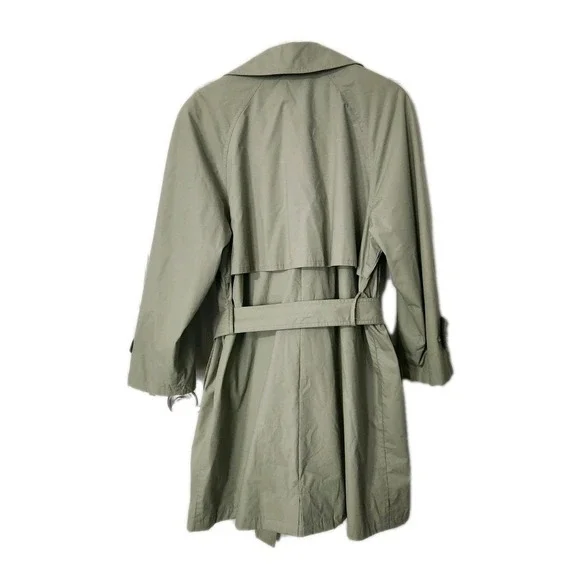 Vintage London Fog Maincoats Women's Green Trench Coat Jacket  sz 8P - Picture 3 of 8